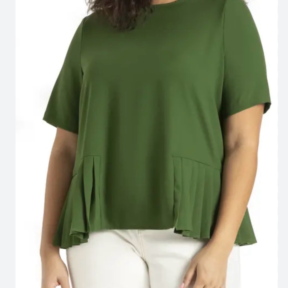 Eloquii Forest Green Peplum Blouse